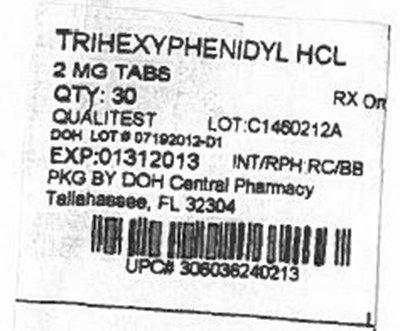 Label Image For 2mg (Trihexyphenidyl HCl 2mg Qualitest)